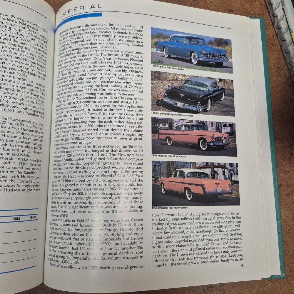 Automobiles of the 50's - American classic car reference book.
